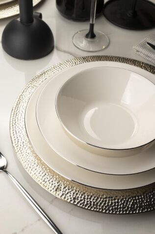 Kütahya Porselen Bone Kalipso 18 Parça 6 Kişilik Yemek Takımı Platin File - Kütahya Porselen