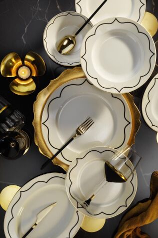 Kütahya Porselen Bone Kalıpso 62 Parça 12 Kışılık Yemek Takımı Dekor 11699 - Kütahya Porselen