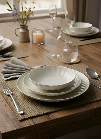 Kütahya Porselen Bone Luz 12 Parça 4 Kişilik Yemek Takımı - Kütahya Porselen