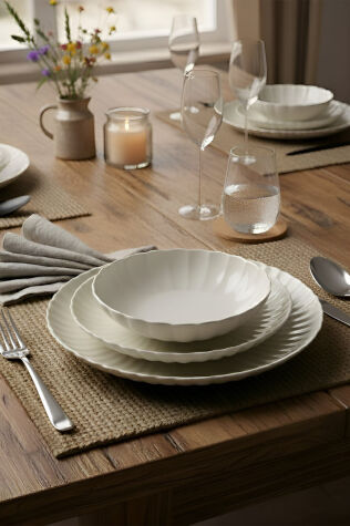 Kütahya Porselen Bone Luz 12 Parça 4 Kişilik Yemek Takımı - Kütahya Porselen