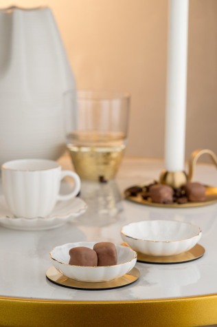 Kütahya Porselen Bone Luz 2 Parça 8 Cm Kase Altın File - Kütahya Porselen