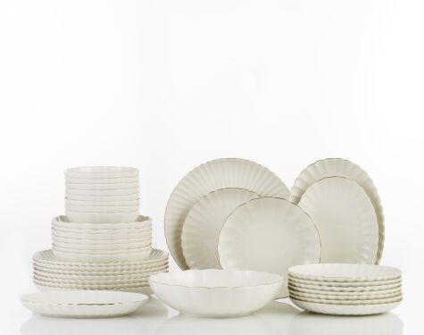 Kütahya Porselen Bone Luz 36 Parça 8 Kişilik Yemek Takımı Altın File - Kütahya Porselen