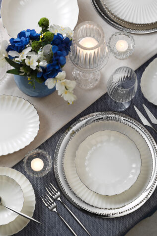 Kütahya Porselen Bone Luz 36 Parça 8 Kişilik Yemek Takımı Platin File - Kütahya Porselen