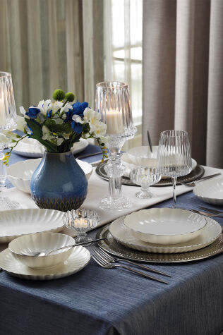 Kütahya Porselen Bone Luz 36 Parça 8 Kişilik Yemek Takımı Platin File - Kütahya Porselen