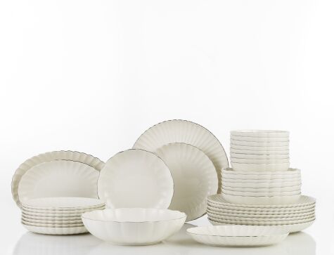 Kütahya Porselen Bone Luz 36 Parça 8 Kişilik Yemek Takımı Platin File - Kütahya Porselen