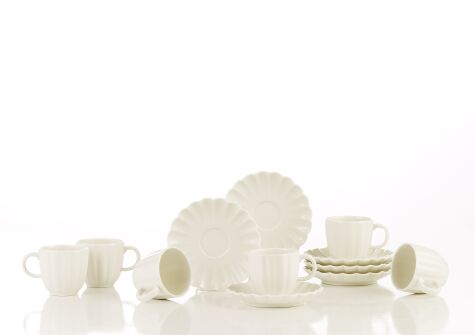 Kütahya Porselen Bone Luz Form 12 Parça 6 Kişilik Kahve Takımı - Kütahya Porselen