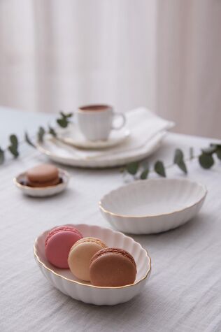 Kütahya Porselen Bone Luz Form 2 Parça 15 Cm Oval Kase Altın File - Kütahya Porselen