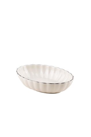 Kütahya Porselen Bone Luz Form 2 Parça 15 Cm Oval Kase Platin File - Kütahya Porselen