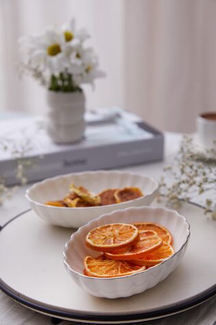 Kütahya Porselen Bone Luz Form 2 Parça 15 Cm Oval Kase Platin File - Kütahya Porselen