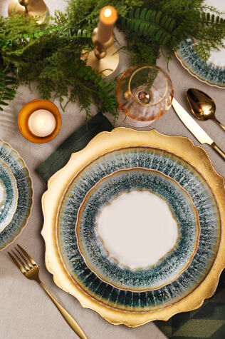 Kütahya Porselen Bone Luz Form 24 Parça 6 Kişilik Yemek Takımı Okyanus - Kütahya Porselen