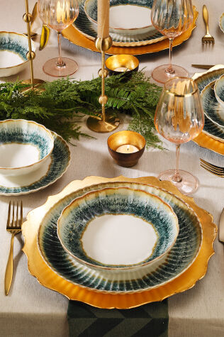 Kütahya Porselen Bone Luz Form 24 Parça 6 Kişilik Yemek Takımı Okyanus - Kütahya Porselen