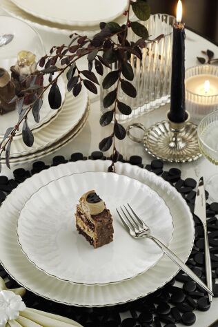 Kütahya Porselen Bone Luz Form 24 Parça 6 Kişilik Yemek Takımı Platin 020 - Kütahya Porselen