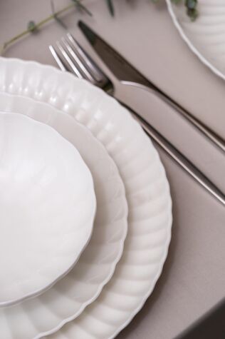 Kütahya Porselen Bone Luz Form 27 Parça 6 Kişilik Yemek Takımı - Kütahya Porselen