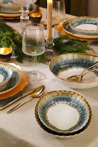 Kütahya Porselen Bone Luz Form 27 Parça 6 Kişilik Yemek Takımı Okyanus - Kütahya Porselen