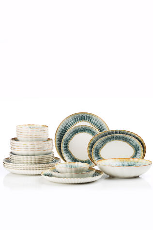Kütahya Porselen Bone Luz Form 27 Parça 6 Kişilik Yemek Takımı Okyanus - Kütahya Porselen