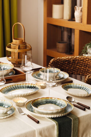 Kütahya Porselen Bone Luz Form 27 Parça 6 Kişilik Yemek Takımı Okyanus - Kütahya Porselen