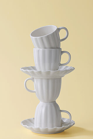 Kütahya Porselen Bone Luz Form 4 Parça 2 Kişilik Kahve Takımı - Kütahya Porselen