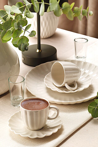 Kütahya Porselen Bone Luz Form 4 Parça 2 Kişilik Kahve Takımı - Kütahya Porselen