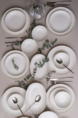 Kütahya Porselen Bone Luz Form 52 Parça 12 Kişilik Yemek Takımı - Kütahya Porselen