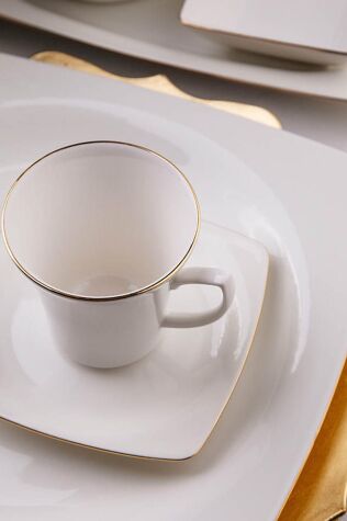Kütahya Porselen Bone Mare 28 Parça 6 Kişilik Kahvaltı Takımı Altın File - Kütahya Porselen