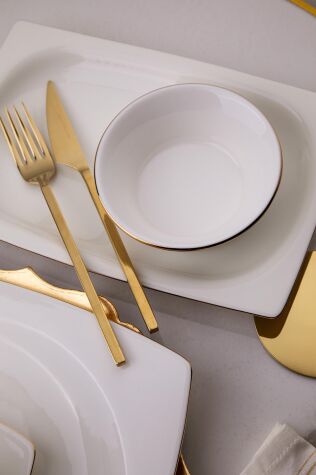 Kütahya Porselen Bone Mare 28 Parça 6 Kişilik Kahvaltı Takımı Altın File - Kütahya Porselen