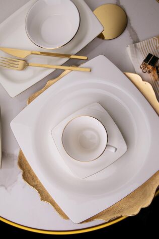 Kütahya Porselen Bone Mare 28 Parça 6 Kişilik Kahvaltı Takımı Altın File - Kütahya Porselen