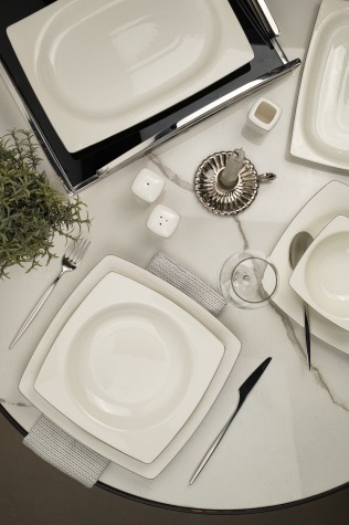 Kütahya Porselen Bone Mare 58 Parça Yemek Takımı Platin File - Kütahya Porselen