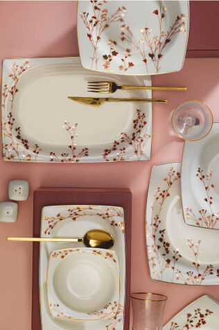 Kütahya Porselen Bone Mare 62 Parça Yemek Takımı Dekor 12255 - Bonamore