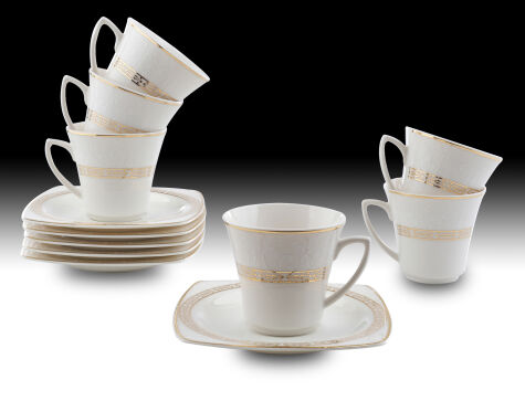 Kütahya Porselen Bone Mare 12 Parça 6 Kişilik Kahve Takımı 10488 - Kütahya Porselen
