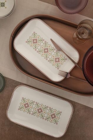 Kütahya Porselen Bone Minas 2 Parça 32x20cm Kayık Tabak Goblen - Kütahya Porselen