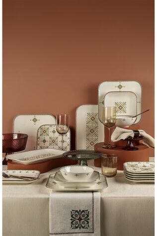 Kütahya Porselen Bone Minas 26 Parça 6 Kişilik Yemek Takımı Goblen - Kütahya Porselen