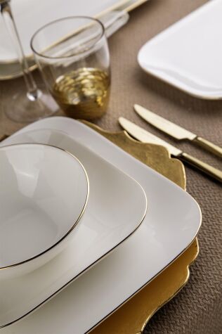 Kütahya Porselen Bone Minas 51 Parça 12 Kişilik Yemek Takım Altın Fileli - Kütahya Porselen