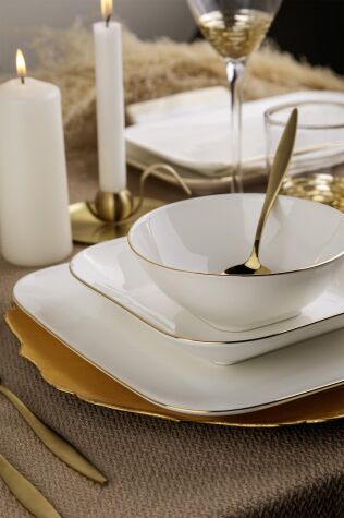 Kütahya Porselen Bone Minas 51 Parça 12 Kişilik Yemek Takım Altın Fileli - Kütahya Porselen