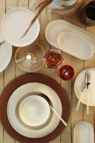 Kütahya Porselen Bone Moderna 26 Parça 6 Kişilik Yemek Takımı Altın File - Kütahya Porselen