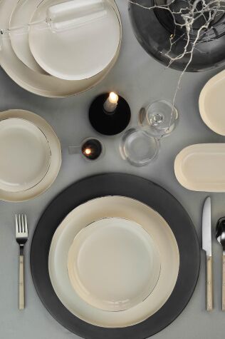 Kütahya Porselen Bone Moderna 26 Parça 6 Kişilik Yemek Takımı Platin File - Kütahya Porselen