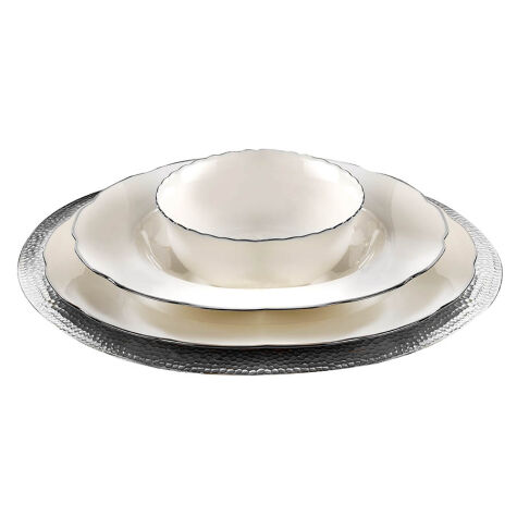 Kütahya Porselen Bone Olympos 24 Parça 6 Kişilik Yemek Takımı Platin File - Kütahya Porselen