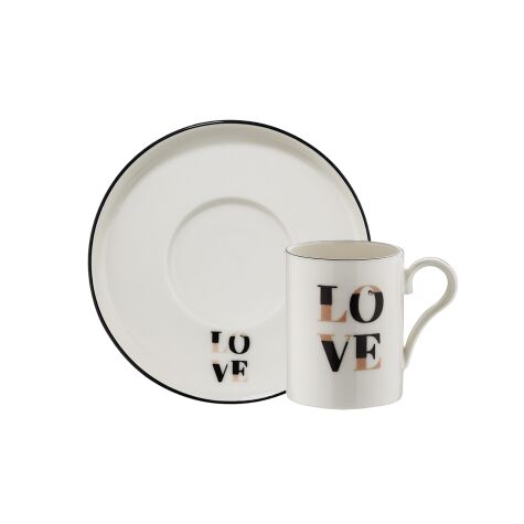 Kütahya Porselen Bone Pink Love 4 Parça 2 Kişilik Kahve Takımı - Kütahya Porselen