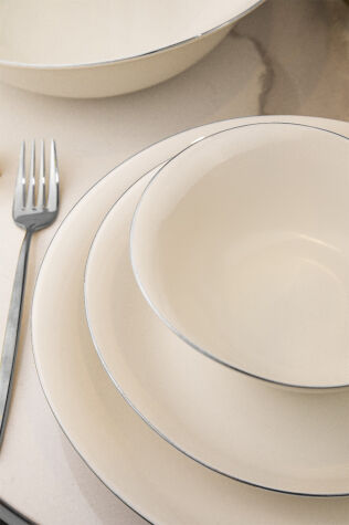 Kütahya Porselen Bone Rosa 52 Parça 12 Kişilik Yemek Takımı Platin File - Kütahya Porselen