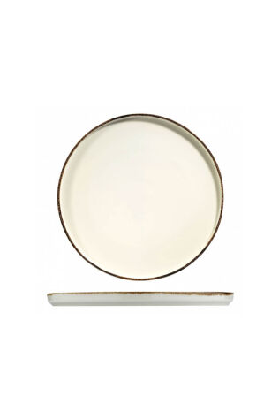 Kütahya Porselen Bone Rotondo 24cm. Düz Tabak Krem Fileli - Kütahya Porselen