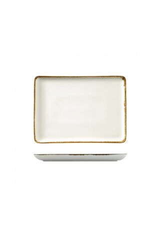 Kütahya Porselen Bone Tan 35X26cm. Düz Tabak Krem Fileli - Kütahya Porselen