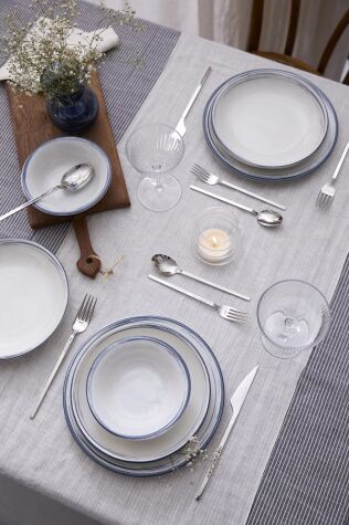 Kütahya Porselen Bone Teos 18 Parça 6 Kişilik Yemek Takımı Frame - Kütahya Porselen