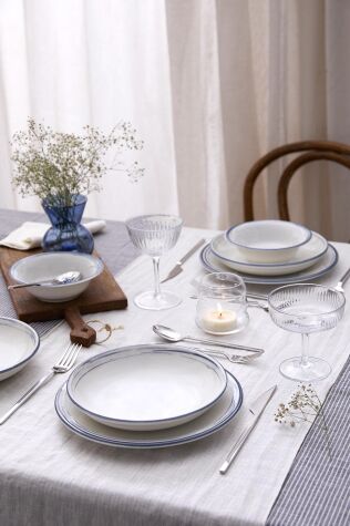 Kütahya Porselen Bone Teos 18 Parça 6 Kişilik Yemek Takımı Frame - Kütahya Porselen