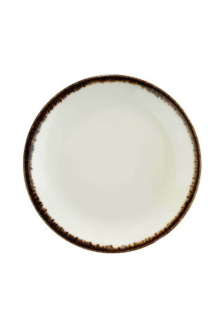 Kütahya Porselen Bone Teos 21cm. Düz Tabak Krem Fileli - Kütahya Porselen