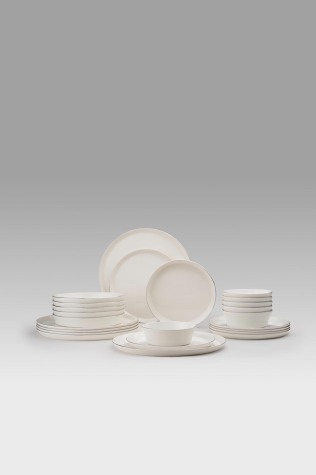 Kütahya Porselen Bone V-Form 24 Parça 6 Kişilik Yemek Takımı Platin Fileli - Kütahya Porselen