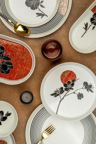 Kütahya Porselen Bone V-Form 26 Parça 6 Kişilik Yemek Takımı 11684 - Kütahya Porselen