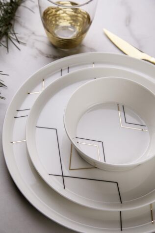 Kütahya Porselen Bone V-Form 26 Parça 6 Kişilik Yemek Takımı 11688 - Kütahya Porselen