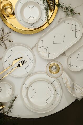 Kütahya Porselen Bone V-Form 26 Parça 6 Kişilik Yemek Takımı 11688 - Kütahya Porselen