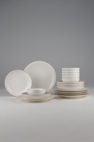 Kütahya Porselen Bone Zeugma 18 Parça 6 Kişilik Yemek Takımı Mat Bronz File - Kütahya Porselen