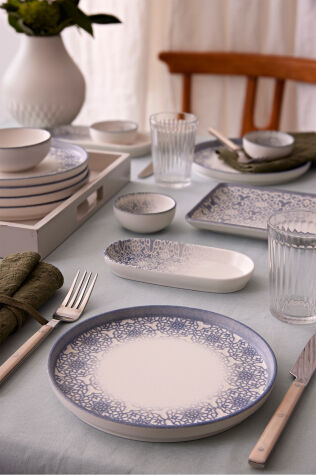 Kütahya Porselen Bone Casa Blue 15 Parça 6 Kişilik Kahvaltı Takımı - Kütahya Porselen