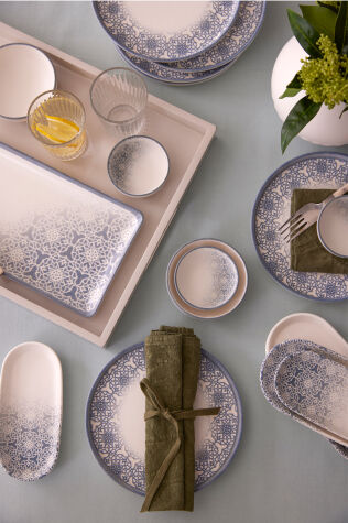 Kütahya Porselen Bone Casa Blue 15 Parça 6 Kişilik Kahvaltı Takımı - Kütahya Porselen